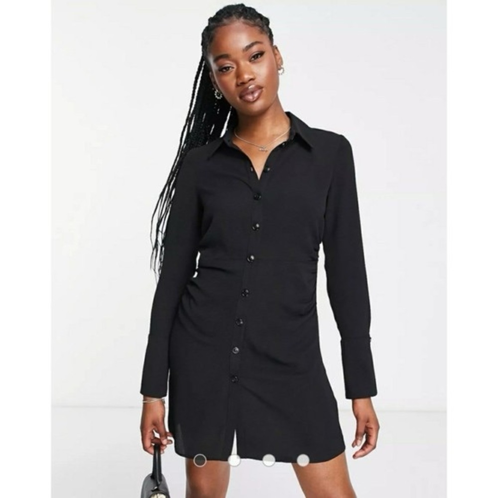Asos Design Fitted Rouched Button Down Mini Shirt… - image 2